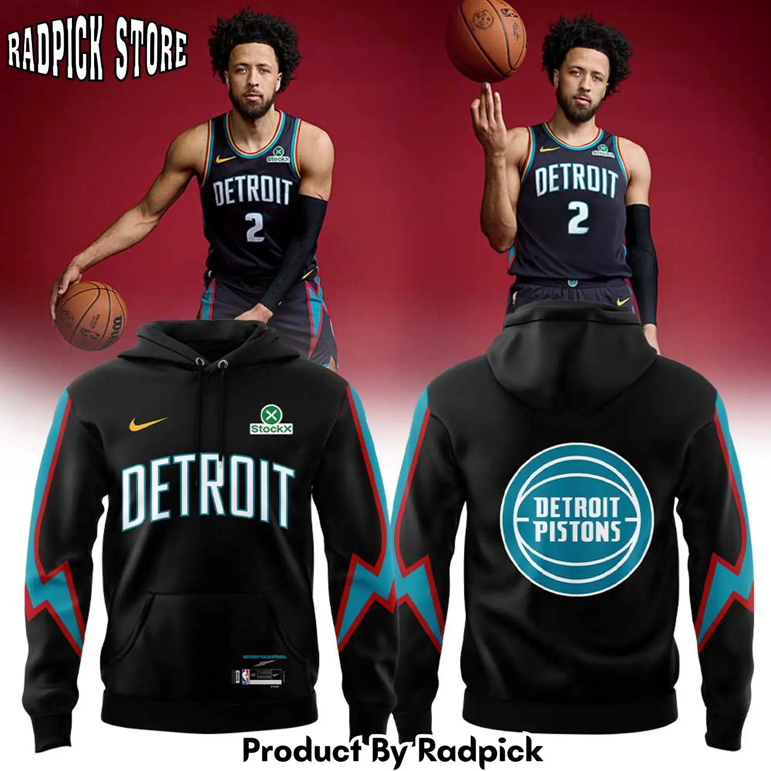 Detroit pistons 202526 city edition uniforms hoodie joggers hoodie and long pants set rp291779